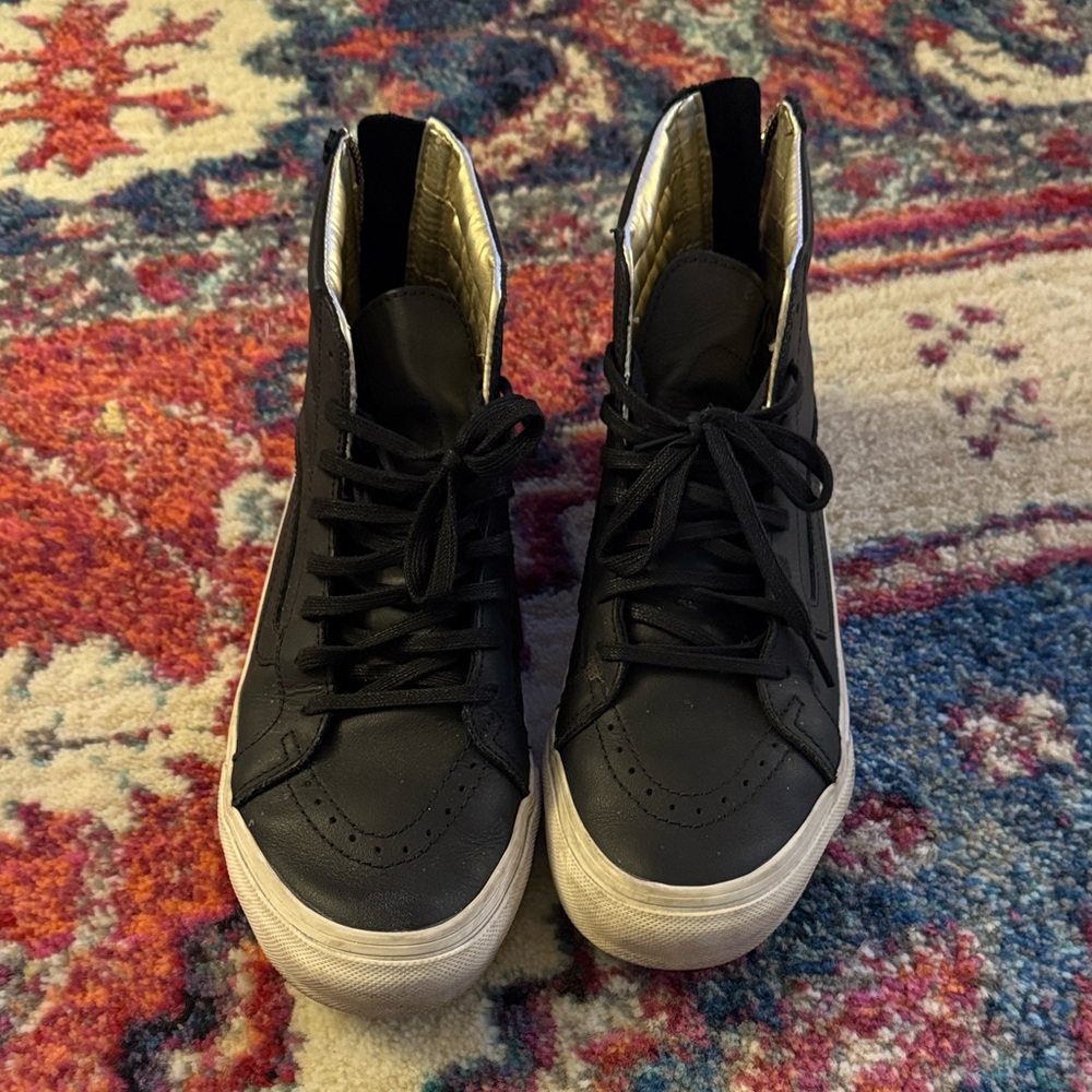Vans Black SK8 Leather High-Top Sneakers